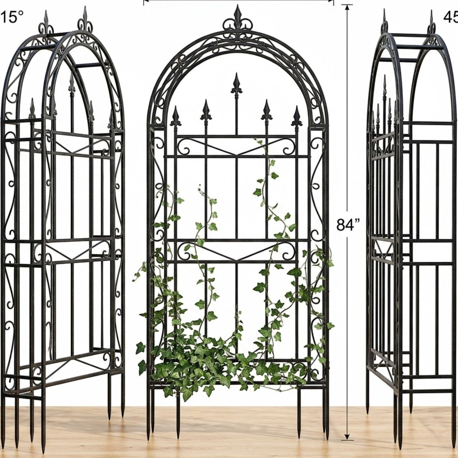 Oravox Metal Arch Plant Trellis 24 in Black